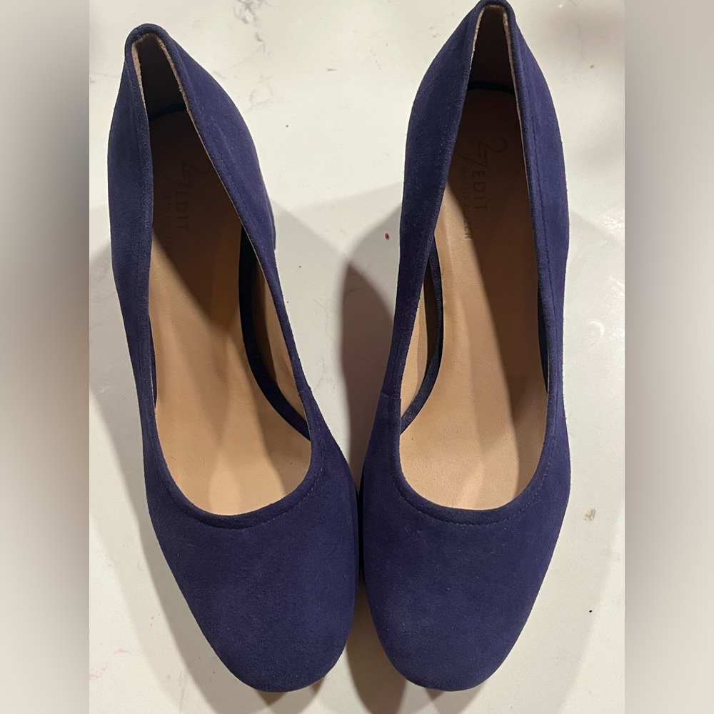 New 27 Edit Naturalizer Rebecca Blue Suede Block Heel Pumps 8.5